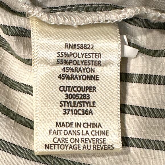 Max Studio | XS | Striped Tab Sleeve Collared V-neck Pullover Blouse Shirt - Picture 7 of 7